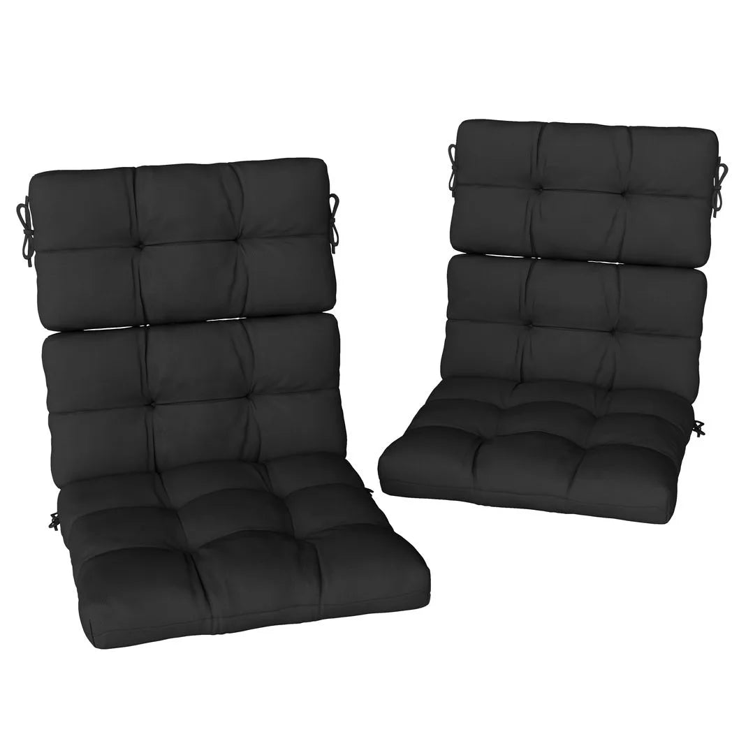 Outsunny Garden Chair Seat & Back Cushions Set of 2 with Ties – Tufted Replacement Pads, Black
