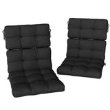 Outsunny Garden Chair Seat & Back Cushions Set of 2 with Ties – Tufted Replacement Pads, Black