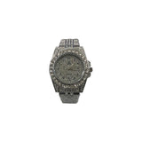 NY London Men's Bling Watch – Round Silver Arabic Dial, Silver Bracelet, Date Display