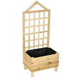 Outsunny Distressed Wood Planter with Trellis, 90x43x150cm