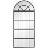 HOMCOM Large Arched Wall Mirror with Metal Grid, 3-Piece Split Window Mirrors, 120 x 54 cm, Black
