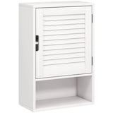 HOMCOM Wall Mounted Bathroom Cabinet with Adjustable Shelves – 40 cm Louvred Door Storage, White