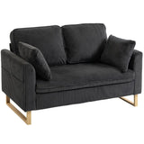 HOMCOM 2 Seater Sofa, 140 cm Corduroy Loveseat with Pocket Spring Cushions, Metal Legs & 2 Pillows – Dark Grey
