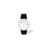 Ravel Men's Silver-Tone Dated Watch with White Dial and Black Faux Leather Strap