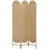 HOMCOM 3-Panel Folding Room Divider, 170cm Privacy Screen with Woven Paper Rope Panels – Natural Wood