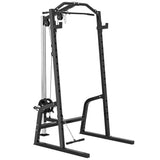 SPORTNOW Power Cage with 15-Level Squat Rack, Cable Pulley System, Lat Pulldown & Pull Up Bar – Home Gym Power Rack