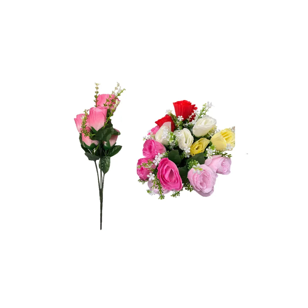Plastic Artificial Roses – Faux Flowers for Home Decor, Assorted Colours