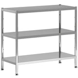 HOMCOM 3-Tier Stainless Steel Bakers Rack with Adjustable Shelves – Microwave Stand and Kitchen Storage, Silver