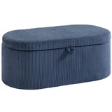 HOMCOM Corduroy Storage Ottoman Bench with Padded Seat and Hidden Storage, 105 x 51 x 49 cm, Blue
