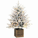 HOMCOM 90cm Pre-Lit Flocked Tabletop Christmas Tree – 70 Warm White LEDs, 488 Tips, Battery Operated