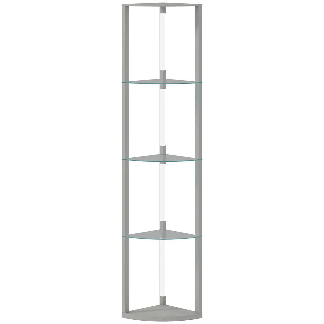 HOMCOM Dimmable LED Corner Shelf Floor Lamp with Foot Switch