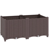 Outsunny Self-Watering Raised Garden Bed with Legs – Rattan-Effect Plastic Planter Boxes, 80 x 40cm