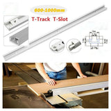 Aluminium T-Slot T-Track Mitre Rail 800mm for Woodworking Jigs and Fixtures – Silver, Suits T-Screws