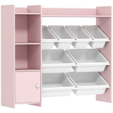AIYAPLAY Kids Toy Storage Unit with 8 Removable Bins, Shelves & Cabinet – Pink
