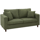 HOMCOM Corduroy 2 Seater Sofa with Wide Seat and Pocket Spring Cushions – Loveseat Couch, Green