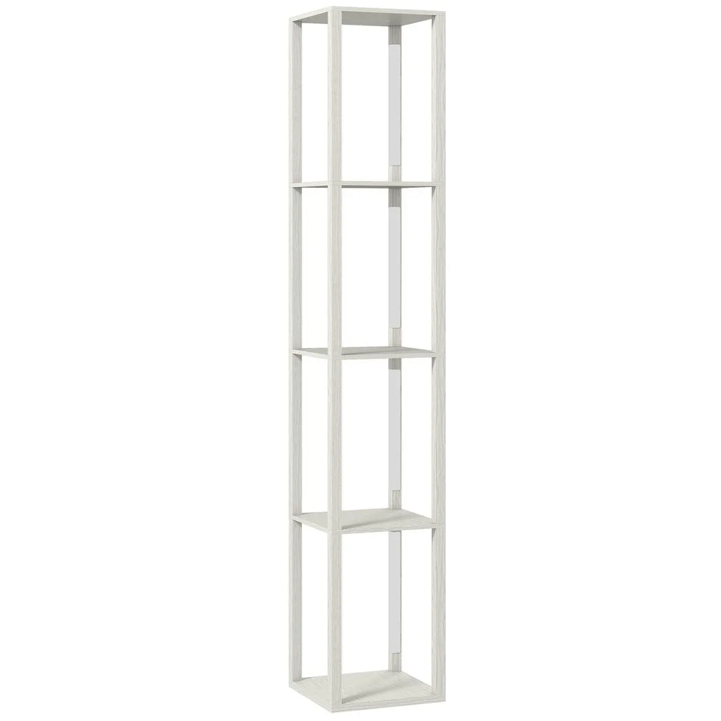 HOMCOM Floor Lamp with Shelves and 3 Brightness Levels – Oak