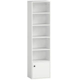 HOMCOM 6-Tier 156cm Tall Bookcase with Cupboard and Adjustable Shelves, Anti-Tipping Kit – White