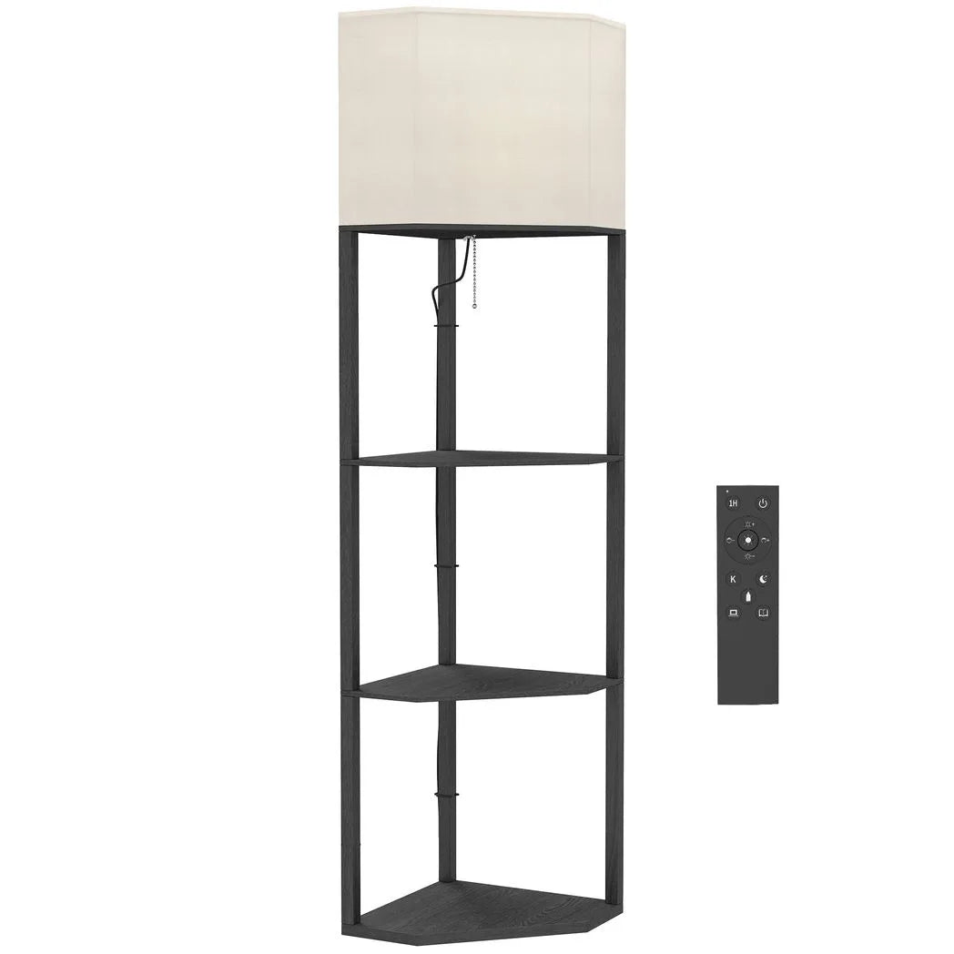 HOMCOM Corner Floor Lamp with Shelves and Lights