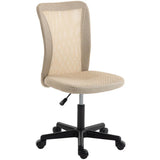 Vinsetto Armless Mesh Office Chair with Adjustable Height and 360° Swivel – Space-Saving Padded Study Chair, Beige