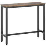 HOMCOM Rectangular Bar Table with Wood-Effect Top and Steel Frame – Pub, Kitchen Breakfast Table, Rustic Brown