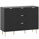 HOMCOM 120cm Sideboard with 2 Doors, 3 Drawers and Adjustable Shelves – Buffet Cabinet and TV Stand, Black