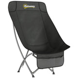 Outsunny Folding Moon Chair with Side Pocket & Carry Bag – Heavy Duty 120kg Camping Chair for Adults, Black