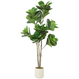 HOMCOM 180cm Artificial Fiddle Leaf Fig Tree with 98 Leaves and White Pot – Lifelike Faux Plant, Green