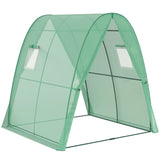 Outsunny Walk-In Polytunnel Greenhouse with Sandbags, 2 Zipped Doors & Mesh Windows, 1.8 x 1.8 x 2 m, Green