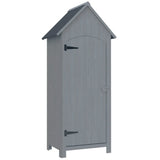 Outsunny Wooden Garden Storage Shed with 3 Shelves, Tilt Roof and Lockable Door – Outdoor Tool Cabinet, Grey
