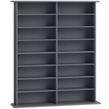 HOMCOM 16-Compartment Media Shelf with 12 Adjustable Shelves, Holds 720 CDs – CD and DVD Tower, Grey