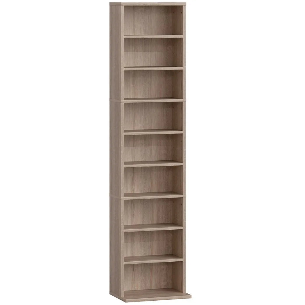 HOMCOM Narrow CD Storage Unit for 260 CDs or 120 DVDs – Tall Media Tower with Anti-Tip Straps, Natural Wood