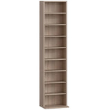 HOMCOM Narrow CD Storage Unit for 260 CDs or 120 DVDs – Tall Media Tower with Anti-Tip Straps, Natural Wood