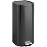 HOMCOM 30L Compact Kitchen Pedal Bin with Soft-Close and Stay-Open Lid – Removable Bucket, Black