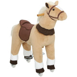AIYAPLAY Plush Rocking Horse Ride On Pony with Wheels, Saddle & Handlebars – Kids 3–5 Years, Brown