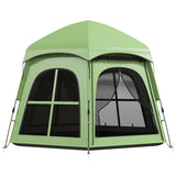 Outsunny 3–4 Person Pop Up Tent, 3000mm Waterproof with 2 Doors & 4 Windows – Instant Camping Tent, Green