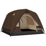 Outsunny 2-3 Man Dome Camping Tent with Sewn-in Groundsheet & Mesh Windows – Easy Set Up, 3000mm, Brown