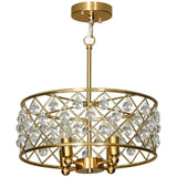 HOMCOM 51 Crystallite Four-Bulb Chandelier with 130 cm Adjustable Chain – Gold-Tone Ceiling Light