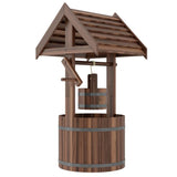 Outsunny Wood Wishing Well for Outside with Hanging Bucket