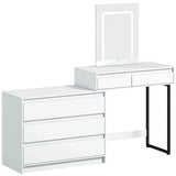HOMCOM Vanity Makeup Desk LED Mirror Dressing Table Large Storage 5 Drawers White
