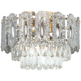 HOMCOM 3-Light Flush Mount Chandelier with Crystal and Smoke Glass – 40 cm Gold Ceiling Light