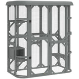 PawHut Outdoor Catio Cat Enclosure with Platforms, Condo and Waterproof Cover – Wooden, Grey