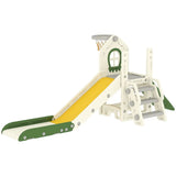 AIYAPLAY Foldable 5 in 1 Toddler Slide with Ladder, Climbing Wall, Basketball Hoop and Storage – Cream