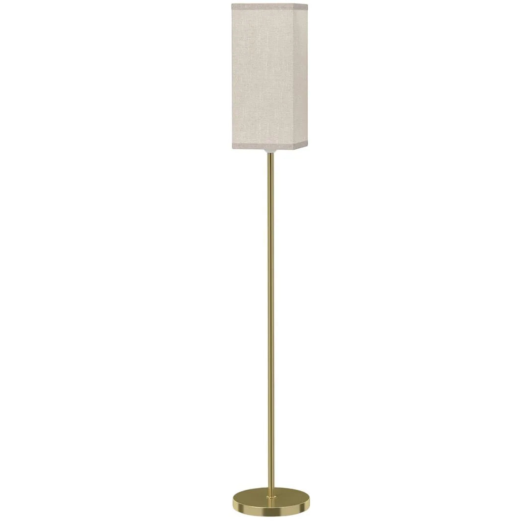 HOMCOM Floor Lamp with Linen Shade and Foot Switch – Modern Tall Standing Lamp for Bedroom, Gold Tone