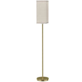 HOMCOM Floor Lamp with Linen Shade and Foot Switch – Modern Tall Standing Lamp for Bedroom, Gold Tone
