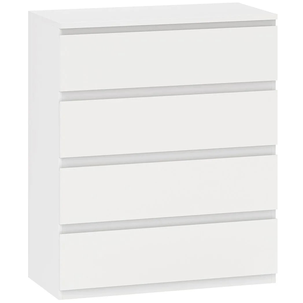 HOMCOM Chest of 4 Drawers with Anti-Tipping Hardware – Classic Bedroom Storage Unit, White