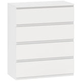HOMCOM Chest of 4 Drawers with Anti-Tipping Hardware – Classic Bedroom Storage Unit, White