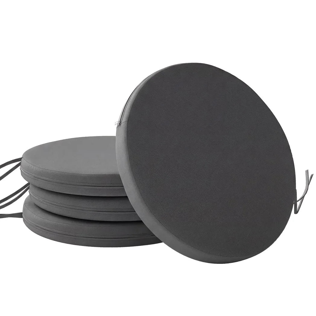 Outsunny Round Bistro Chair Seat Cushions, Set of 4 – Removable Covers with Ties, 41 x 41 x 5cm, Dark Grey