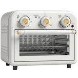 HOMCOM 12L Air Fryer Toaster Oven – Retro Convection Countertop Oven with Adjustable Temperature and Timer, Cream White