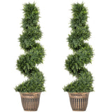 HOMCOM Artificial Spiral Cypress Topiary Trees with Pot – Set of 2