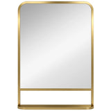 HOMCOM Modern Rectangular Wall Mirror with Storage Shelf, 70 x 50 cm, Gold Tone